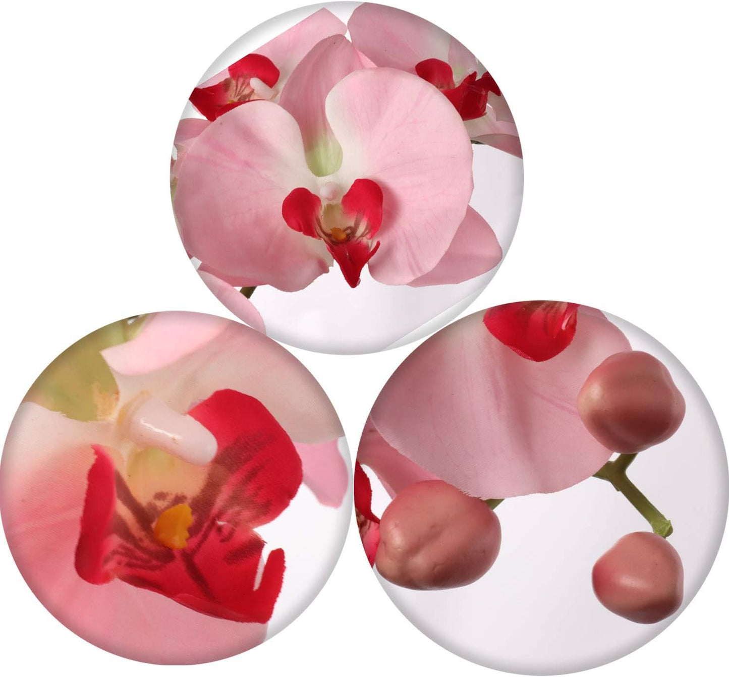 Larksilk 2 Pack Real Touch Pink Silk Orchids - 33.5" Faux Phalaenopsis Orchid Stems that Look Real for Vases, Wedding Centerpieces & Home Decor