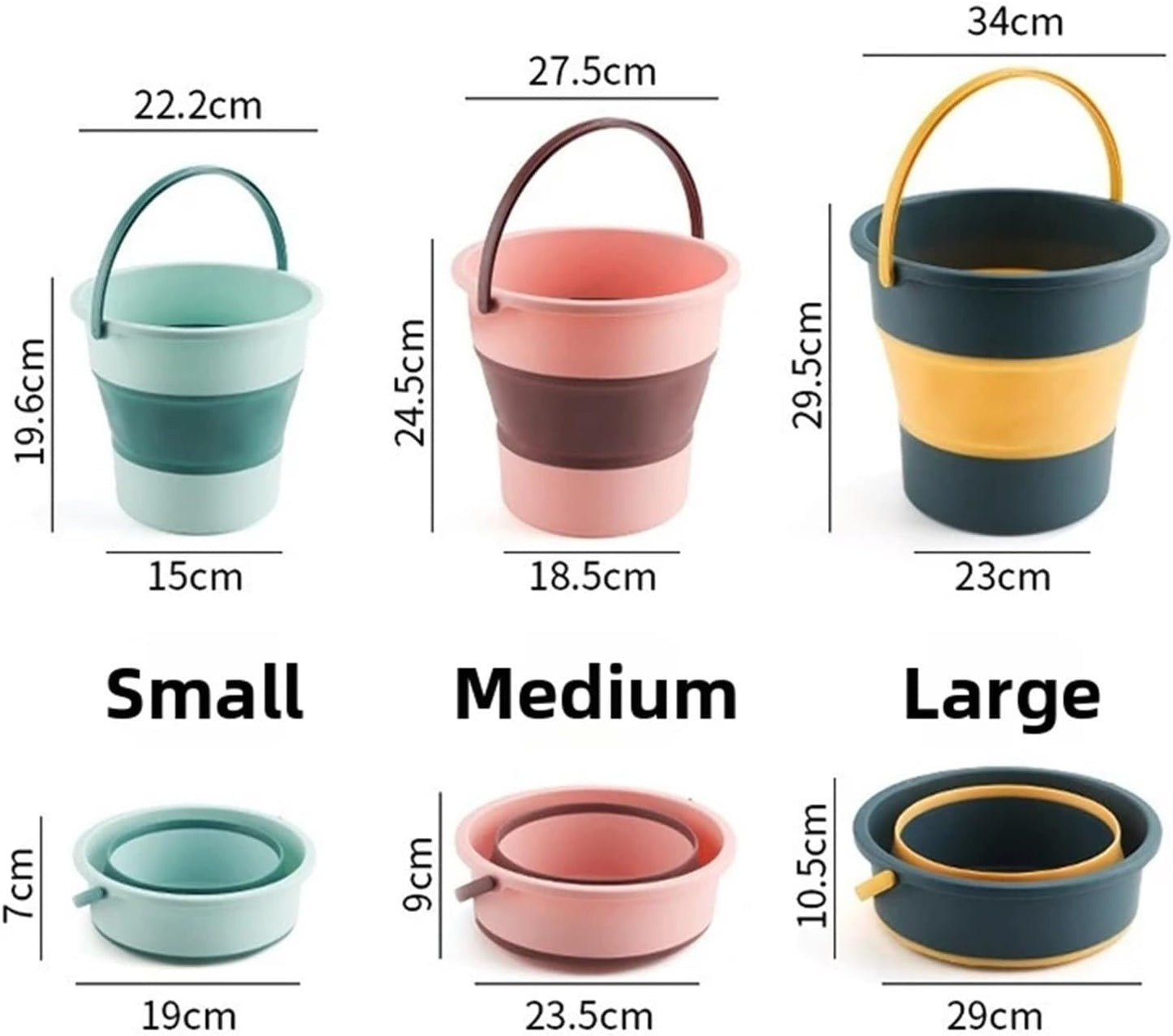 5/10/17L Folding Portable Bucket Car Wash Fishing Bathroom Tool Outdoor Camping Household Supplies for Cleaning Windows(5L,Pink)