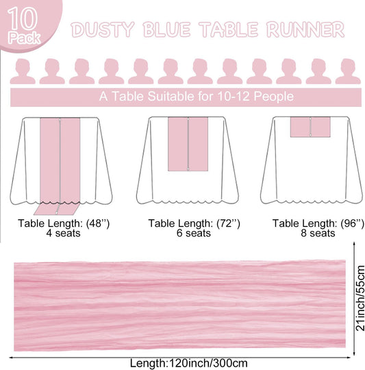 10 Pack Pink Table Runner 21x120 Inch Light Pink Cheesecloth Table Runner 10FT Boho Gauze Table Runners Long Cheese Cloth Table Runner Semi Sheer Runners for Wedding Bridal Baby Shower Party