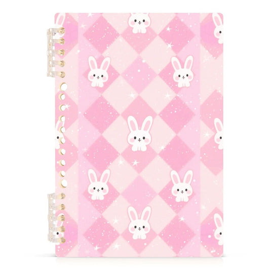 EtherSpher A5 size Pastel Rabbit Peach notebook journal 8.3" x 5.7", hard cover single subject spiral notebook 60 sheets for diary&to do list 2 pack