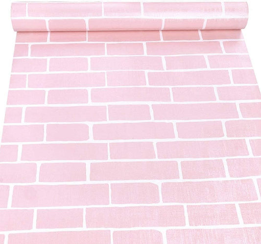 17.8 x 118 Inches Self-Adhesive Liner Paper, Removable Shelf Liner Wall Stickers Dresser Drawer Peel Stick Kitchen Home Decor, Pink Brick