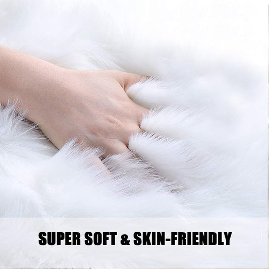Faux Fur Sheepskin Heart Shaped Area Rugs, 16"x20" Luxurious Wool Love Floor Carpets Bathroom Non-Slip Mat for Home Decor Nursery Living Room Bedroom Pet Kids and Baby Room (Pink)