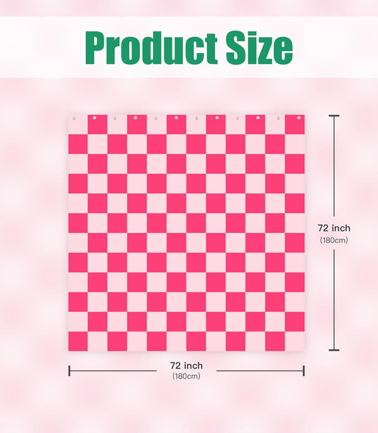 Shower Curtain for Bathroom Stall Boho Modern Cute Aesthetic Decorative Girly Waterproof Unique Checkered Plaid Girls Chic Print Design Teen Pretty Women Cortinas de Baño Bathtub 72 x72 Inch