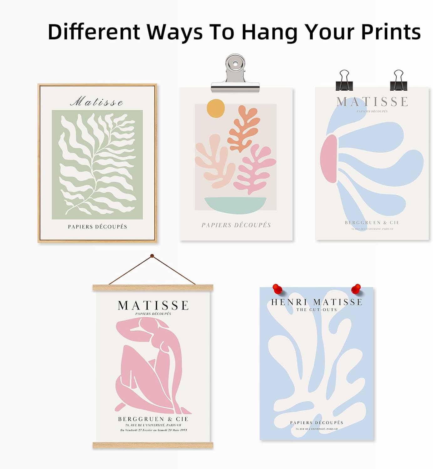 Henri Matisse Wall Art Prints Pink Blue Canvas Wall Decor Aesthetic Pictures Wall Art Danish Pastel Painting Henri Matisse Poster Trendy Artwork for Bedroom 8x10 Inch Unframed Set of 6