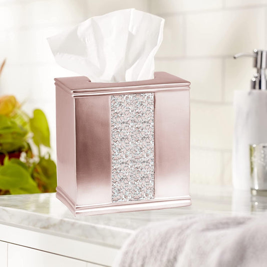 Zahari Home Sinatra Tissue Box Cover Square Tissue Holder for Bathroom Bedroom Living Room, Blush