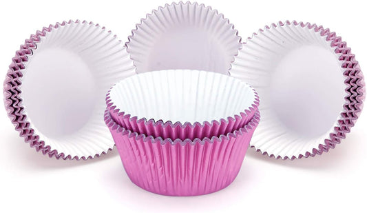 Gifbera Standard Pink Foil Cupcake Liners for Baking 200 Count - Metallic Greaseproof Cupcake Wrappers Muffin Cups, Heavy Duty, Non-Stick, Easy to Peel