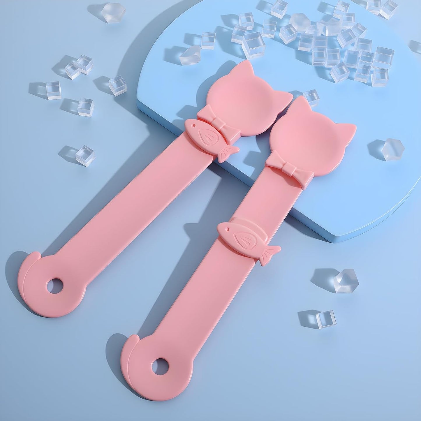 2 Pack Cat Churu Spoon, Cat Treat Squeeze Spoon, Multifunctional Cats Treat Feeder Squeeze,Durable Cute & Comfortable Grip for Cats Wet Food, Pink