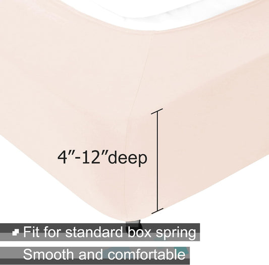 Alyvia Spring Box Spring Cover Full Size - Jersey Knit & Stretchy Wrap Around 4 Sides Bed Skirt for Hotel & Home - Full/Full XL, Pink