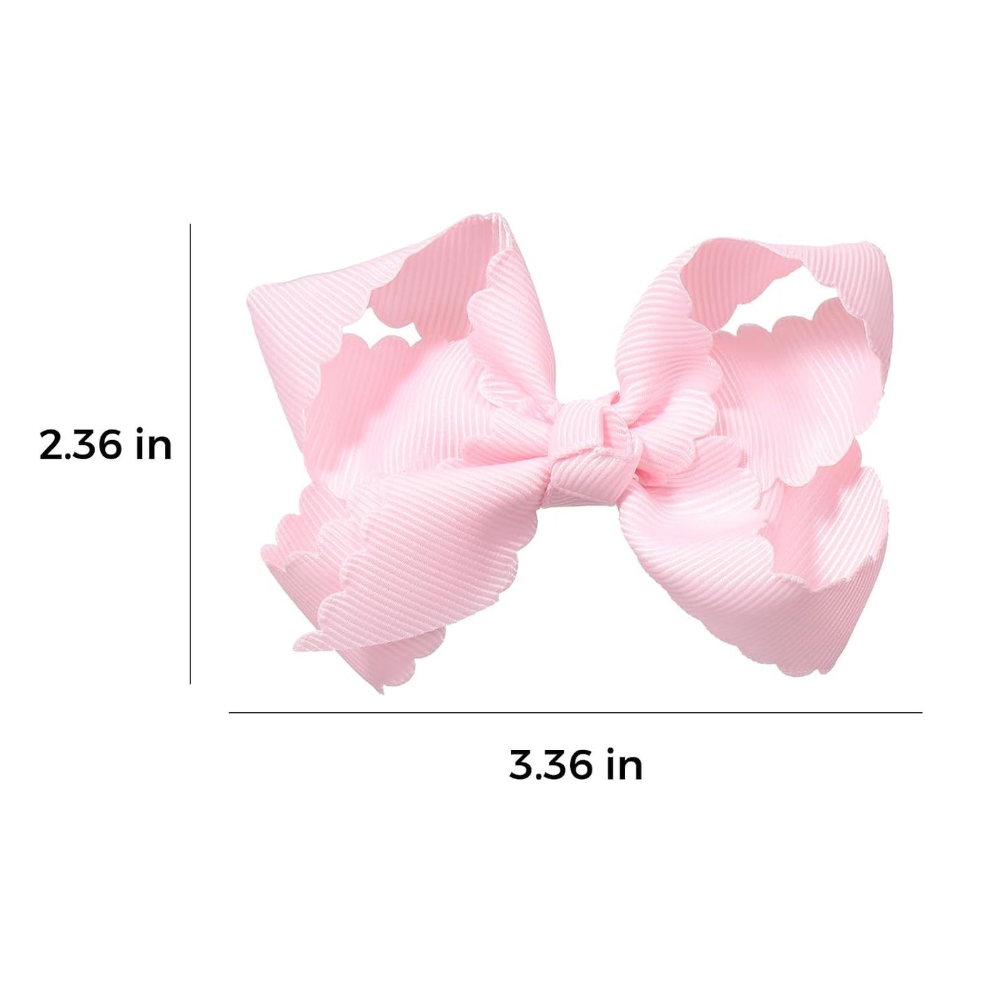 Pink Grosgrain Ribbon Scalloped Hair Bows for Girls,2Pcs 3" Small Cute Dressy Bow Alligator Clips,Valentines Birthday Party Decor Accessories Gift for Toddlers Teens Baby School Kids