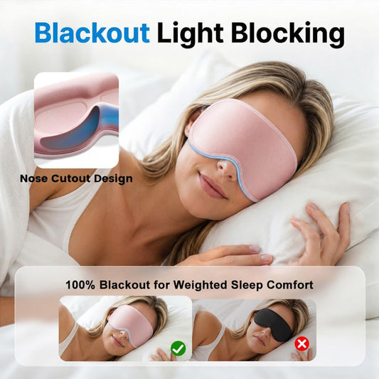 Weighted Eye Masks for Sleep Women: 3D Contoured Blackout Sleep Mask with Zero Pressure, Eyelash Friendly & Comfortable Blindfold for Airplane Travel, Night Shift Nurse, Yoga & Thoughtful Gift, Pink