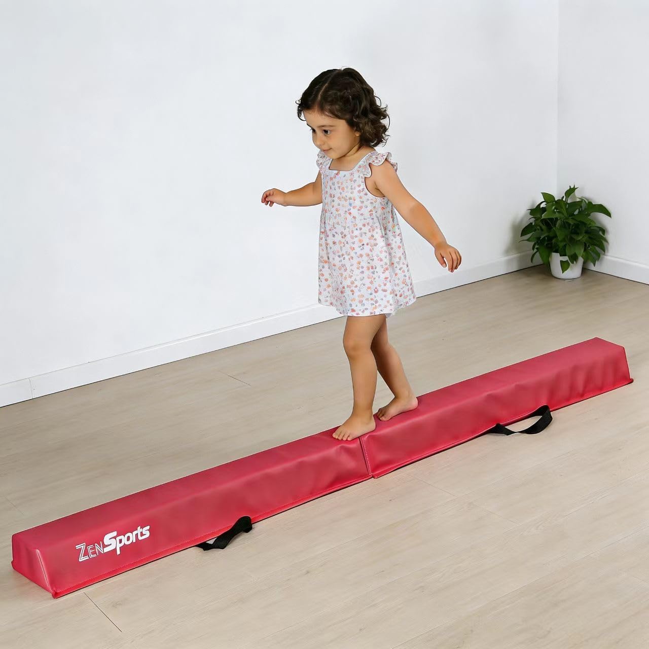 ZENY 6ft Folding Gymnastics Balance Beam Foam Floor Balance Beam Bar with Anti-Slip Base Walking Beams Home Gymnastics Equipment for Kids Adults