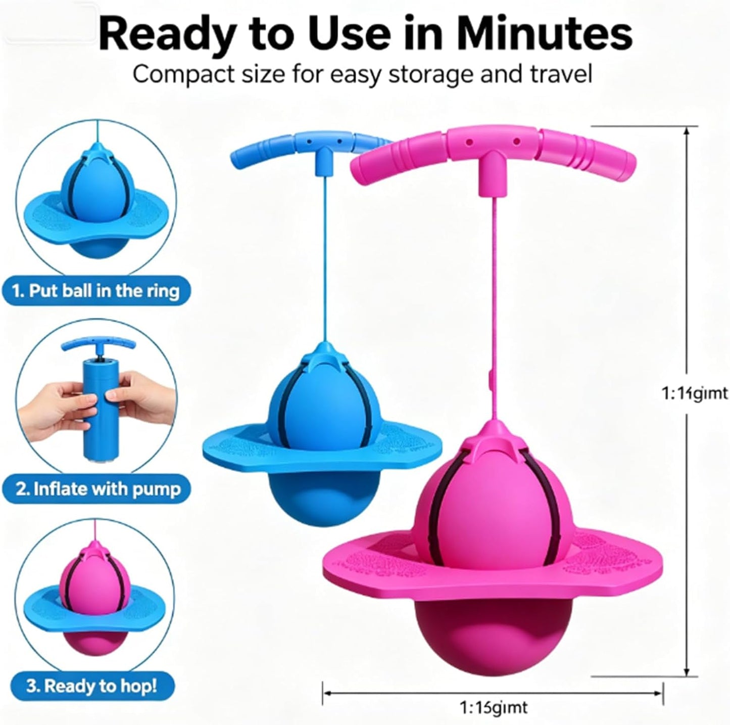 Moonycozy Jumping Ball, Balance Jumping Ball with Handle and Ball Pump, Childrens Balance Jumpings Ball with Handle, 2‑in‑1 Pogo Jumper & Balance Ball, Safe and Fun Bouncing Ball for Kids (Pink)