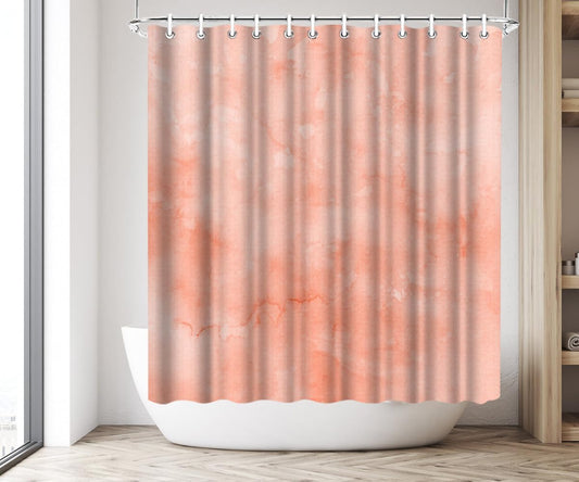 FuShvre Coral Shower Curtain Peach Colored Marble Shower Curtains for Bathroom Abstract Bathroom Decor Hooks Included 72"X72"