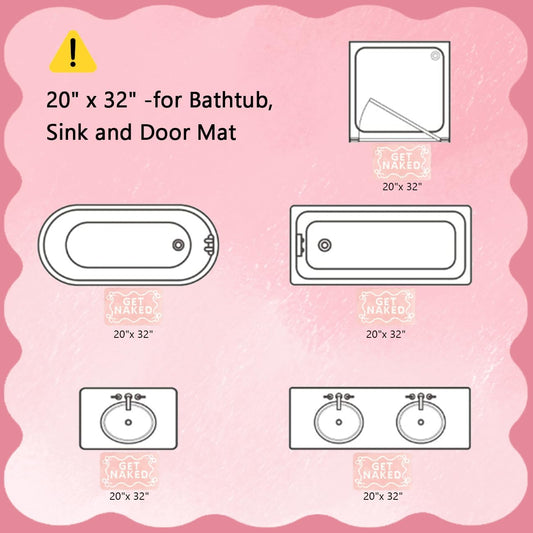 Light Pink Bow Get Naked Bath Mat Scalloped Bow Bathroom Rugs Cute Tufted Soft Water Absorbent Quick Dry Bath Mats for Bathroom Toilet Non Slip Bath Rug Aesthetic Decor Carpet, 20" x 32"