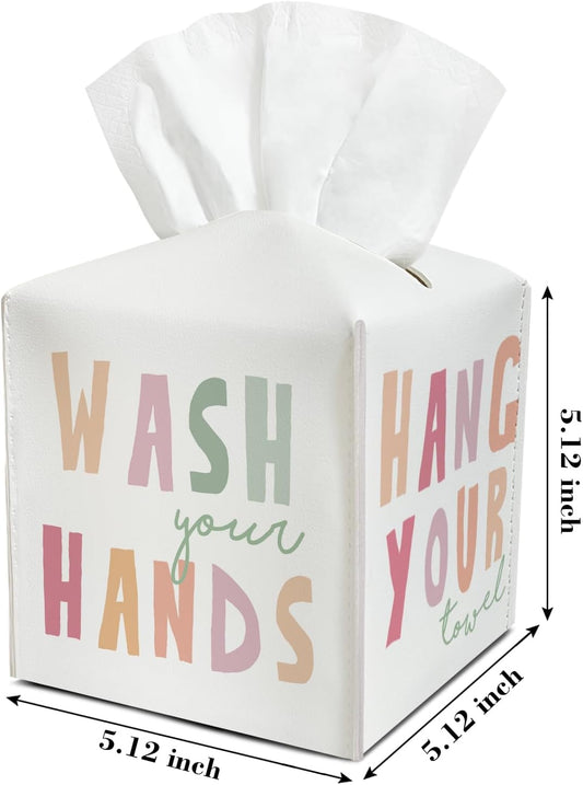Cute Leather Tissue Holder with Bottom Belt Gifts for Housewarming Kid Son Waterproof Colored Leather Tissue Case Holder Decor for Bathroom Toilet Home Bedroom Facial Paper Organizer - YT0251