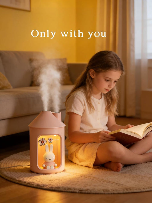 Mipow X Miffy 2.0 Humidifier, Smart App Control RGB LED Night Light, Dual Spray Ultrasonic Cool Mist Humidifier, 500ml Portable Quiet Humidifier for Bedroom Office Nursery,Pink Ideal Gift