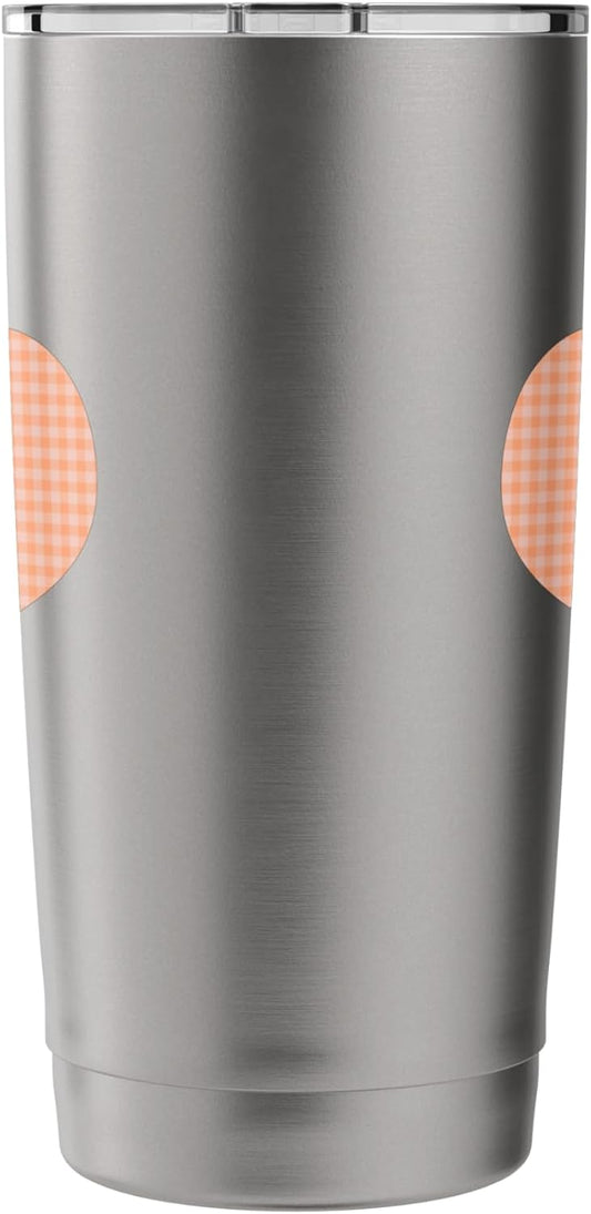 Cute Pastel Coral Peach Plaid Gingham Checkered Pattern Stainless Steel Insulated Tumbler