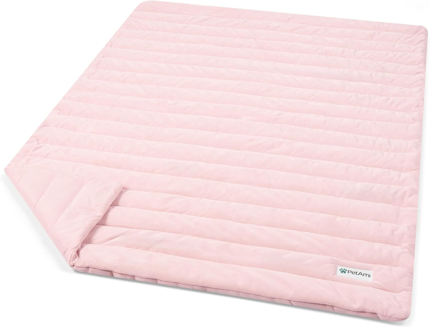 PetAmi Dog Cooling Mat, Q-Max Pet Cooling Blanket with Thick Cushioning, Self Cooling Pad for Dogs & Cats, Reversible Summer Mat for Crate, Couch, Kennel, Pink, Large (40x60)