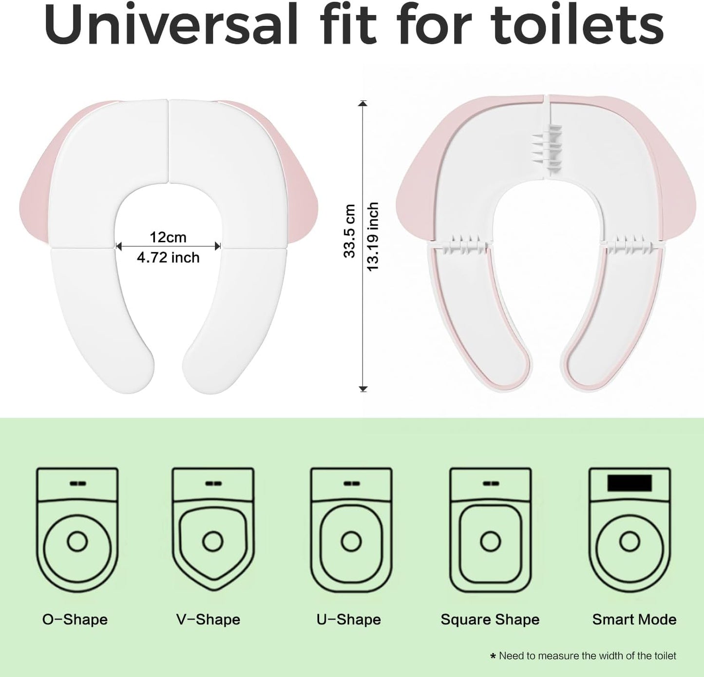 FOOYOO Foldable Toddler Toilet Seat | Portable Potty Training Seat for Travel & Home, Non-Slip, Fits Most Toilets, Easy to Clean, with Travel Bag (Pink)