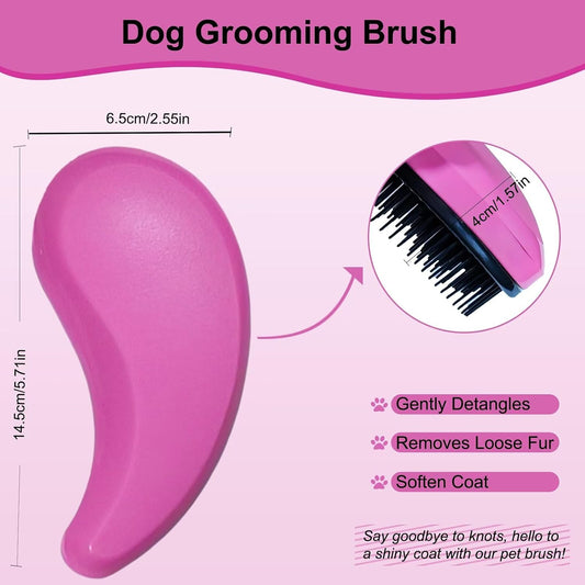 Puppy Brush for Small Dogs - Soft Dog Brush - Perfect Yorkie, Shih Tzu, Maltipoo & Maltese Grooming - Gentle Hair Remover for Easy Pet Grooming at Home (Pink)