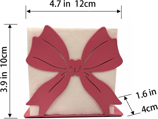 Pink Napkin Holder for Table - Decorative Bow Design Napkins Holder for Paper Napkins, Elegant Restaurant & Dining Table Accessory, 4.7 x 4 Inches (Rose Pink)