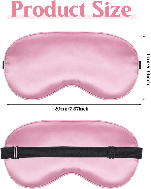 4 Pcs Pink Silk Sleep Mask for Sleeping with Adjustable Strap, Silk Eye Masks Satin Blackout Blindfold Sleep Eye Cover Comfortable Blindfold Eyeshade for Men&Women