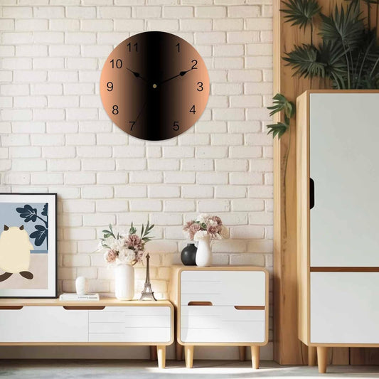 Wall Clock Ombre Coral Pink Black 14" Round Silent Non-Ticking PVC Clocks Gradient Color Battery Operated Round Clock for Living Room Bedroom Office Kitchen Wall Decor