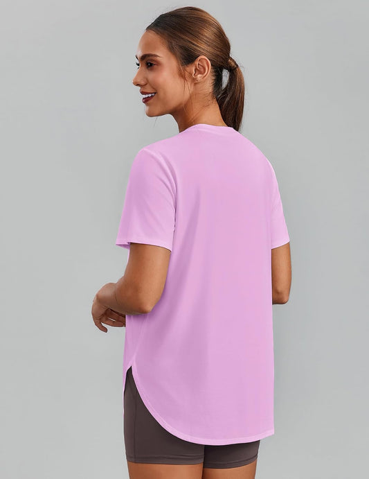 PINSPARK Workout Tops for Women Short Sleeve Athletic Shirts UPF 50+ Quick Dry Running Outfits for Exercise Gym Hiking S-3XL
