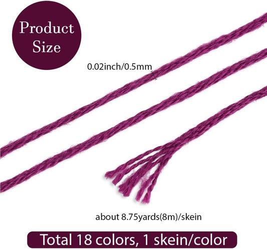 18 Skeins 6 Strands Pink Embroidery Floss Variegated Cross Stitch Thread Polyester Gradient Friendship Bracelet String Yarn Threads Bulk for Hand Sewing Jewelry Craft Crochet Cloth Bracelets
