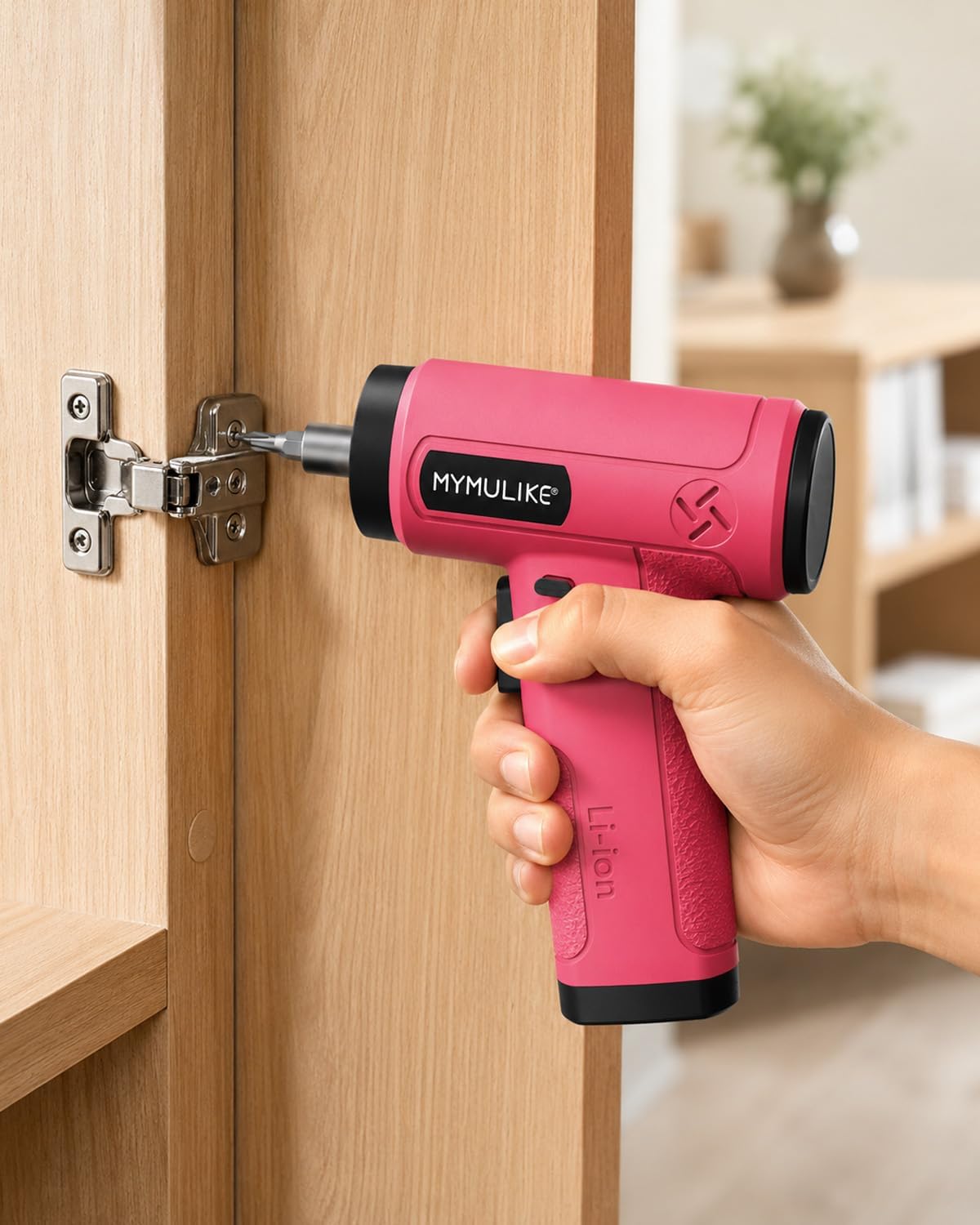 MYMULIKE Pink Cordless Electric Screwdriver, 4V Rechargeable Mini Power Drill Set, 23-Piece Bit Set for Home Use, Furniture Assembly & Daily DIY Projects