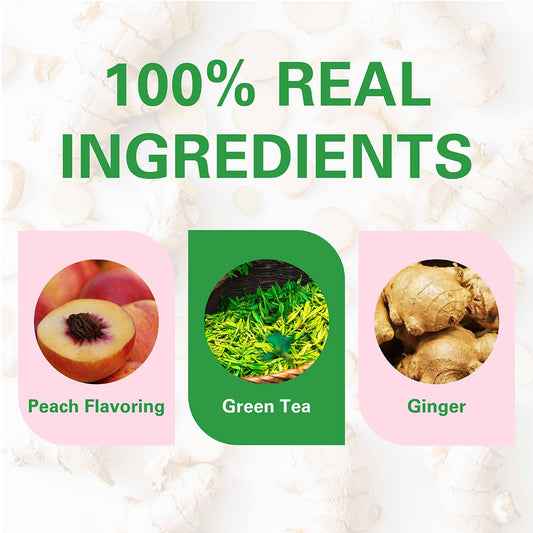 Ginger Peach Green Tea Bags 100 Count Low Caffeine Great for Iced