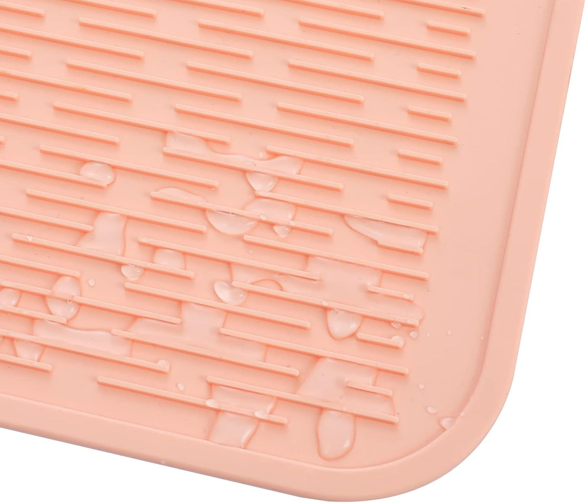 Silicone Dish Drying Mat for Multiple Usage,Easy clean,Eco-friendly,Heat-resistant Silicone Mat for Kitchen Counter or Sink,Refrigerator or Drawer Liner Pink XL 18 inches x 16 inches