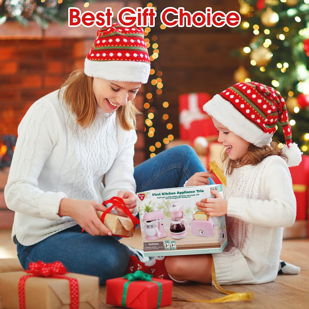 Kitchen Appliances Toys, Kids Kitchen Accessories Set, Pretend Kitchen Toys for Kids Ages 4-8, Coffee Maker, Mixer, Toaster with Realistic Lights & Sounds, Gift for Girls Ages 3+