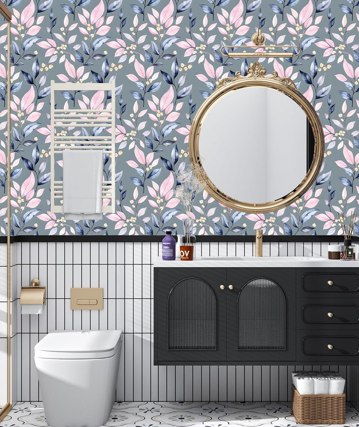 Pink and Purple Leaf Peel and Stick Wallpaper 17.5"x 118"