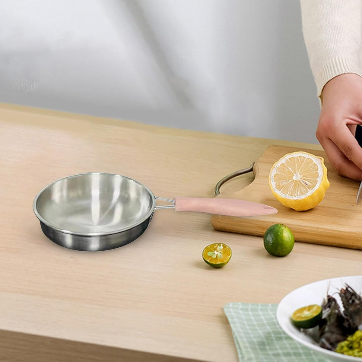 Versatile Cooking Essential Set for Home Kitchen - Nonstick Skillet, Saucepan, and Wok, Pink Frying pan