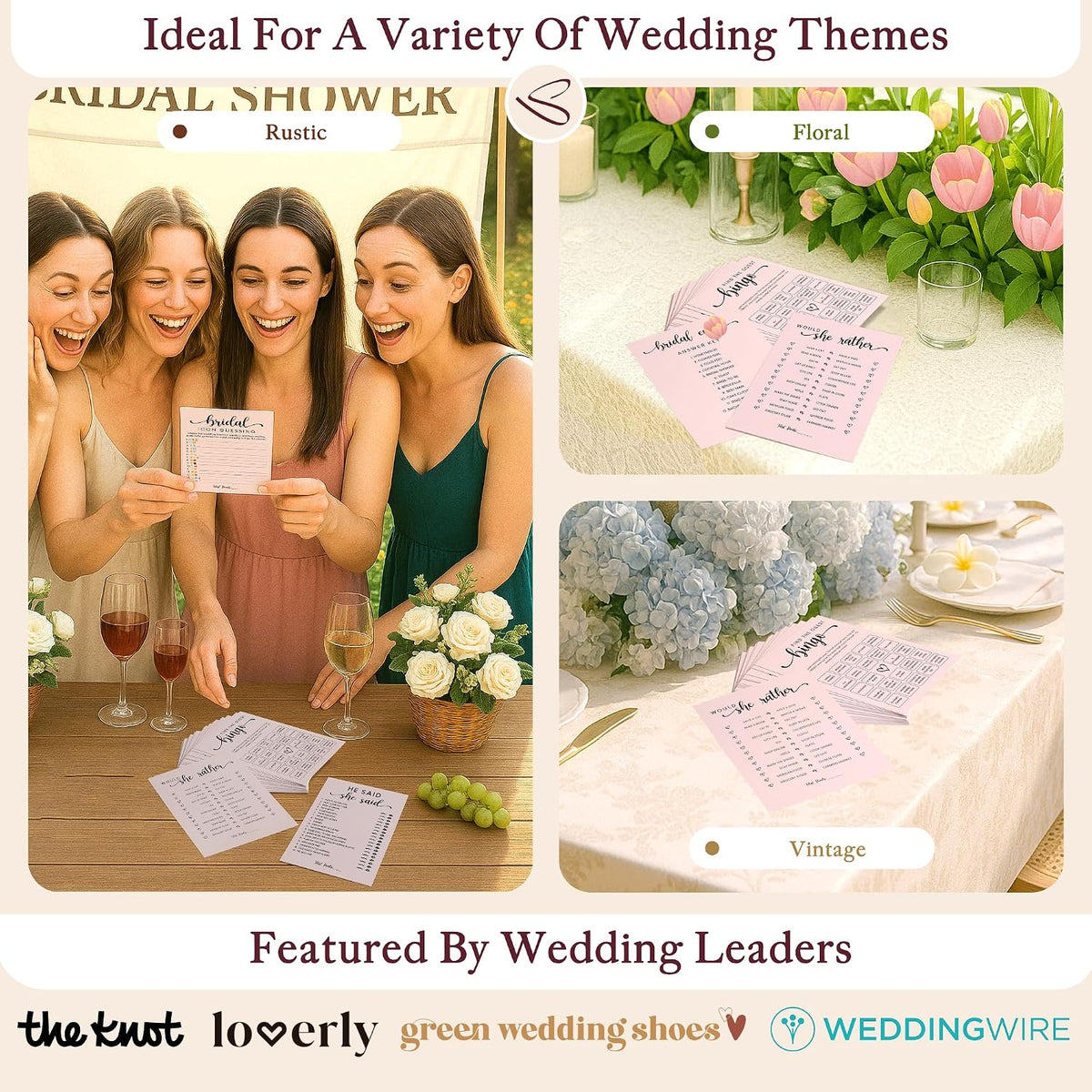 Pink Bridal Shower Games, 4 Games for 30 Guests