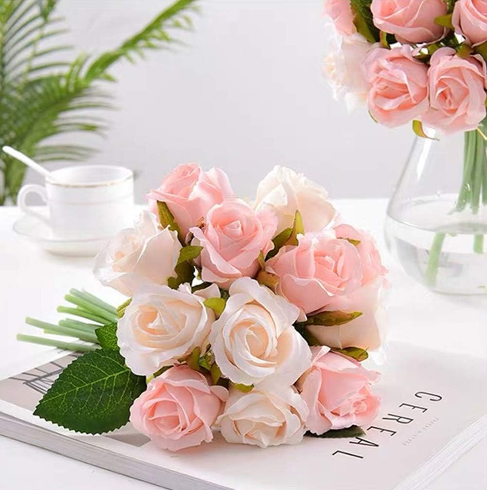 Artificial Silk Roses 12pcs Fake Flowers Champagne