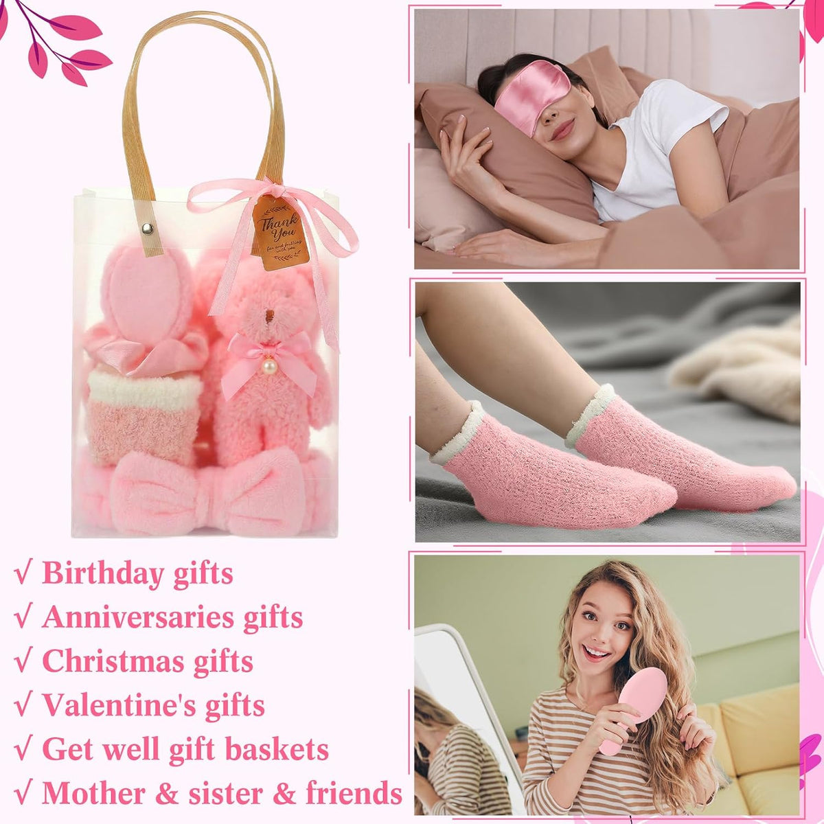 6 Set Spa Gifts for Women Bulk Sleepover Party Favors, Pink