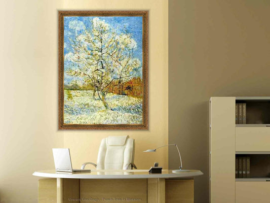 ZZMQ DIY 5D Peach Tree in Blossom by Vincent Van Gogh Art Prints Diamond Painting Kits for Adults, Diamond Art Kits Paint by Numbers Round Diamond Arts Craft for Home Wall Decor (12X16In)