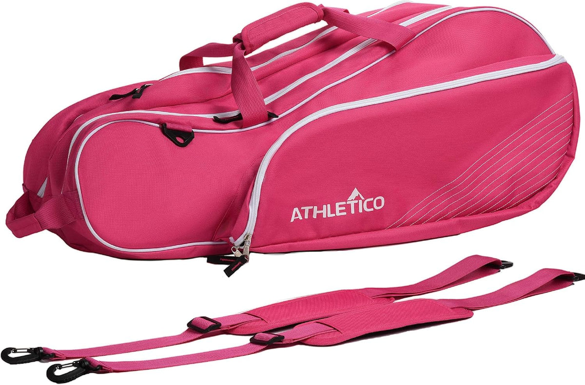 6 Racquet Tennis Bag | Padded to Protect Rackets & Lightweight | Professional or Beginner Tennis Players | Unisex Design for Men, Women, Youth and Adults (Pink)