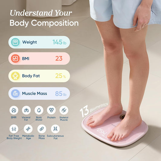 Rechargeable Smart Scale for Body Weight, FSA Eligible, Pink
