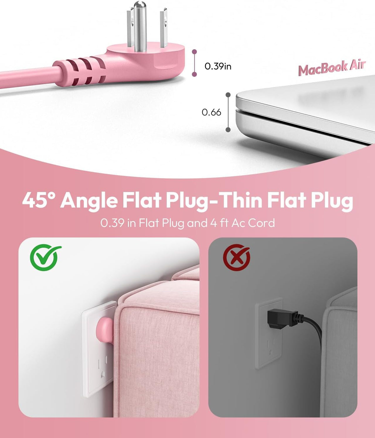 Pink Travel Power Strip,Travel Essentials 4 Outlets 3 USB(1 C) with 4FT Wrapped Extension Cord Flat Plug, Cruise Essentials 2026 for Hotel Travel Cruise Essentials