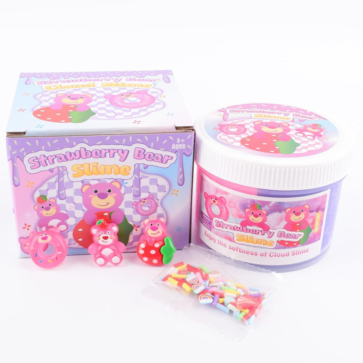 Pink Peach Cloud Slime Kit, with Fun Panda Slime Add Ins, Soft Non-Sticky, Scented Slime Kit for Kids, Birthday Gifts for Boys & Girls, Classroom Rewards, DIY Stress Relief Toy