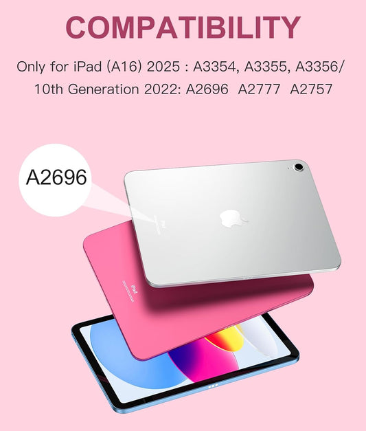 Harvopu for iPad A16 11th/10th Generation Case with Keyboard, Folio Cover