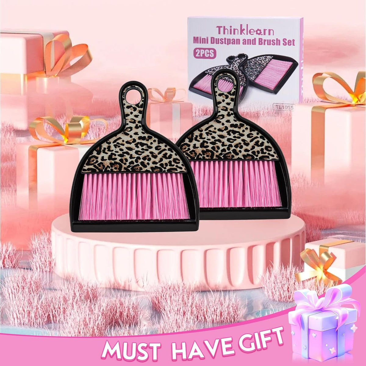 2PCS Small Dust Pan and Brush Set, Mini Broom Dustpan Kit