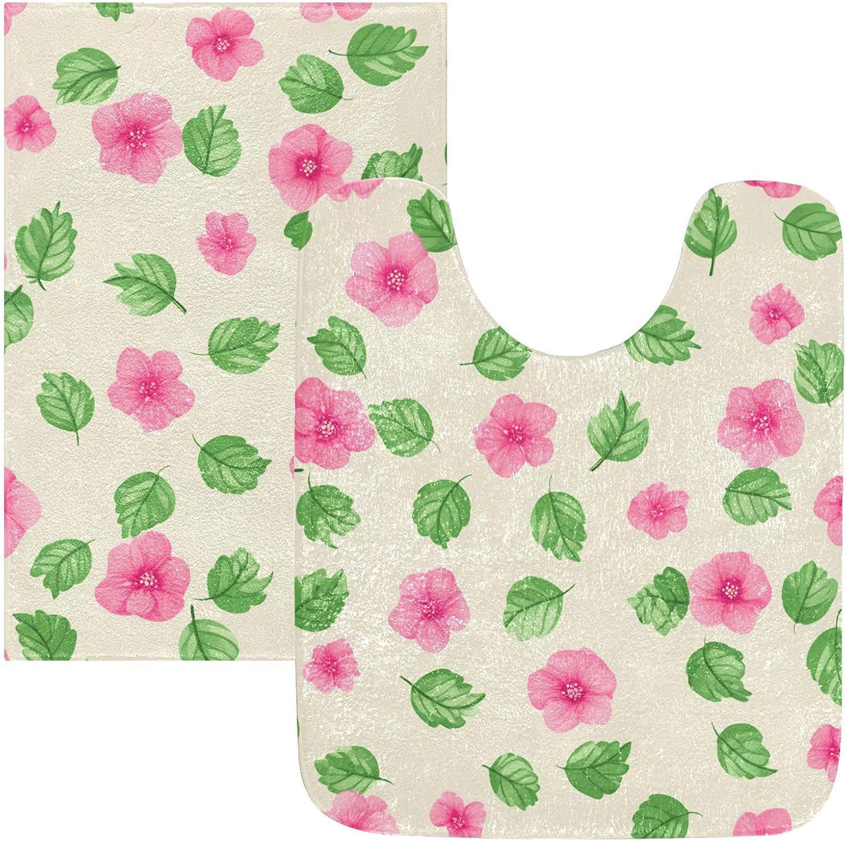 Soft Pink Flowers Bathroom Rug, Non Slip Dry Quickly Bath Mat, Absorbent Soft Bath Rug, Home Decor Accessories, 24"x16"