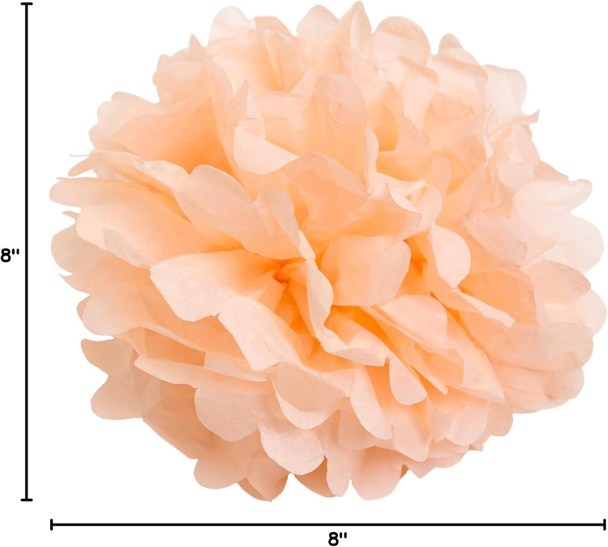Set of 10 - Peach 8" - (10 Pack) Tissue Pom Poms Flower Party Decorations for Weddings, Birthday, Halloween, Bridal, Baby Showers, Nursery, Décor