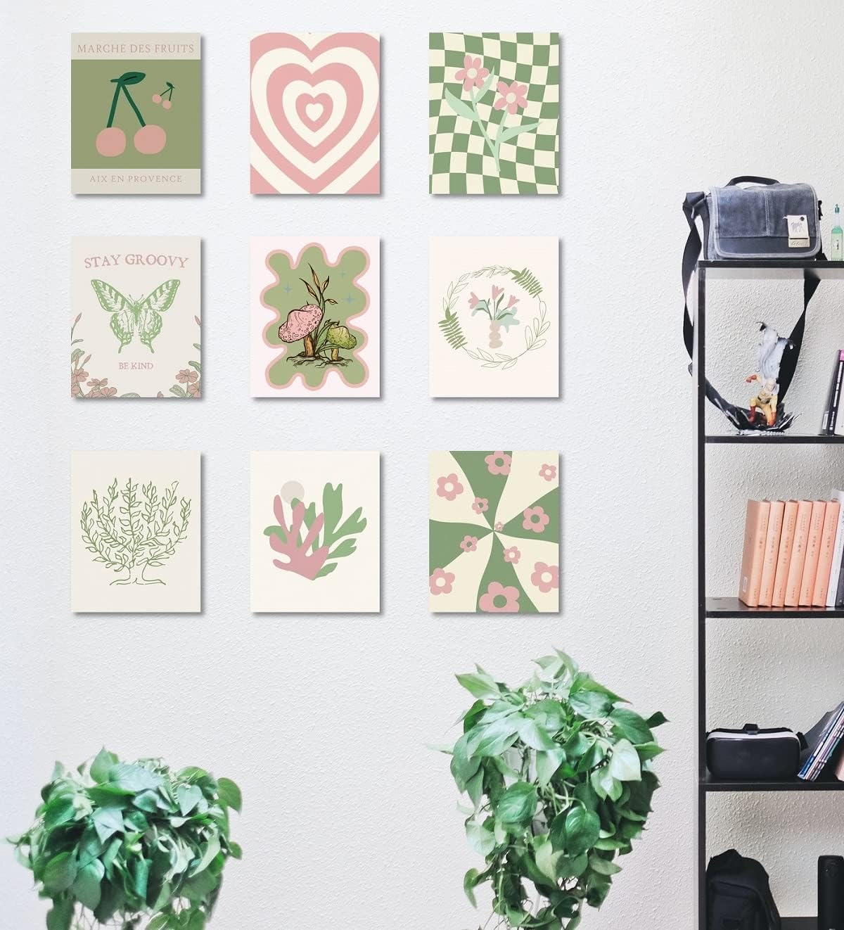 Danish Pastel Posters 8x10 9pcs Aesthetic Room Decor Green Pink