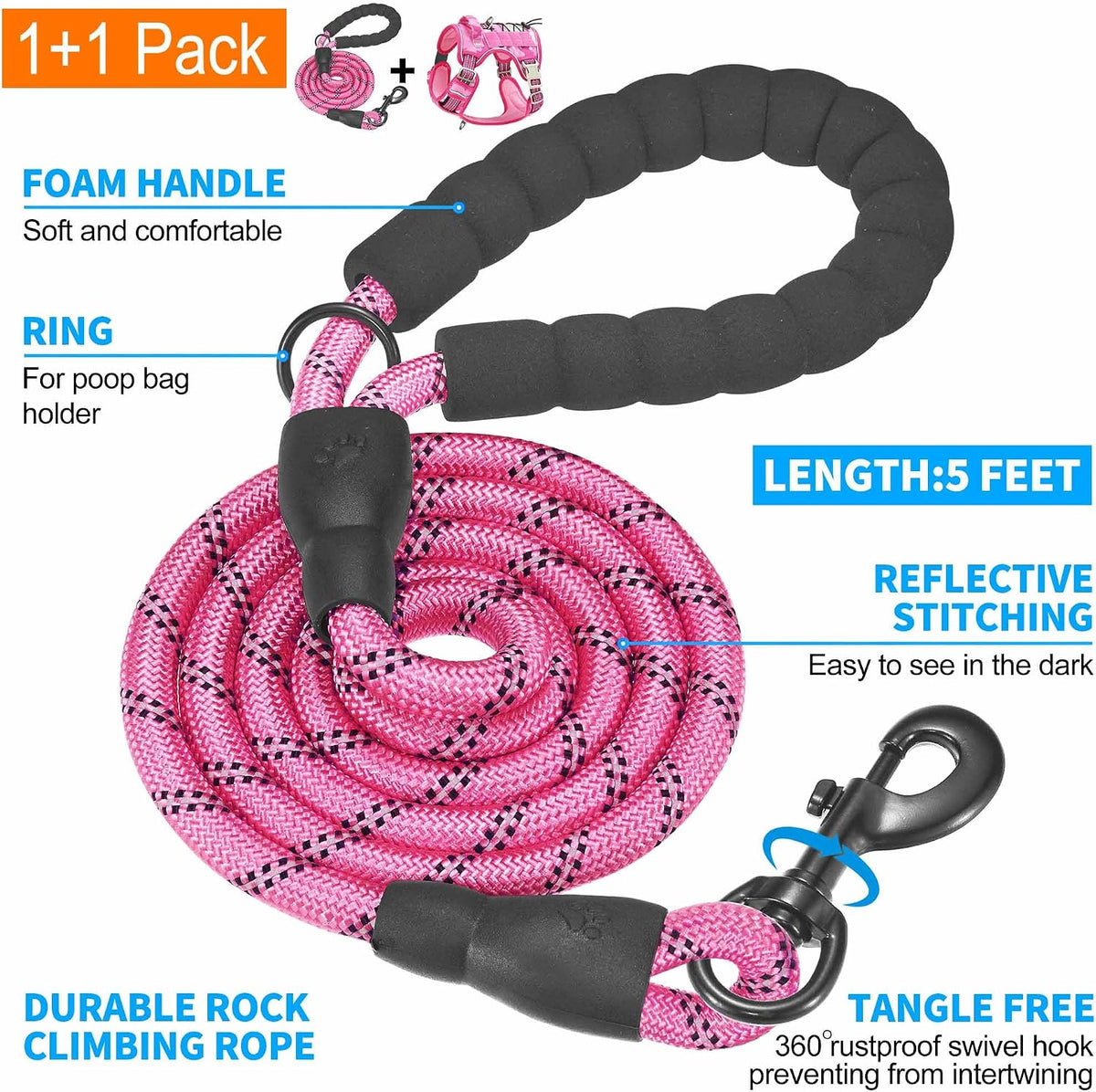 Beebiepet Heavy Duty Tactical Dog Harness for Small Dogs, No Pull Adjustable Pet Harness Reflective Service Training Easy Control Pet Vest Military K9 Working Dog Harnesses-X- Large, Pink Camo