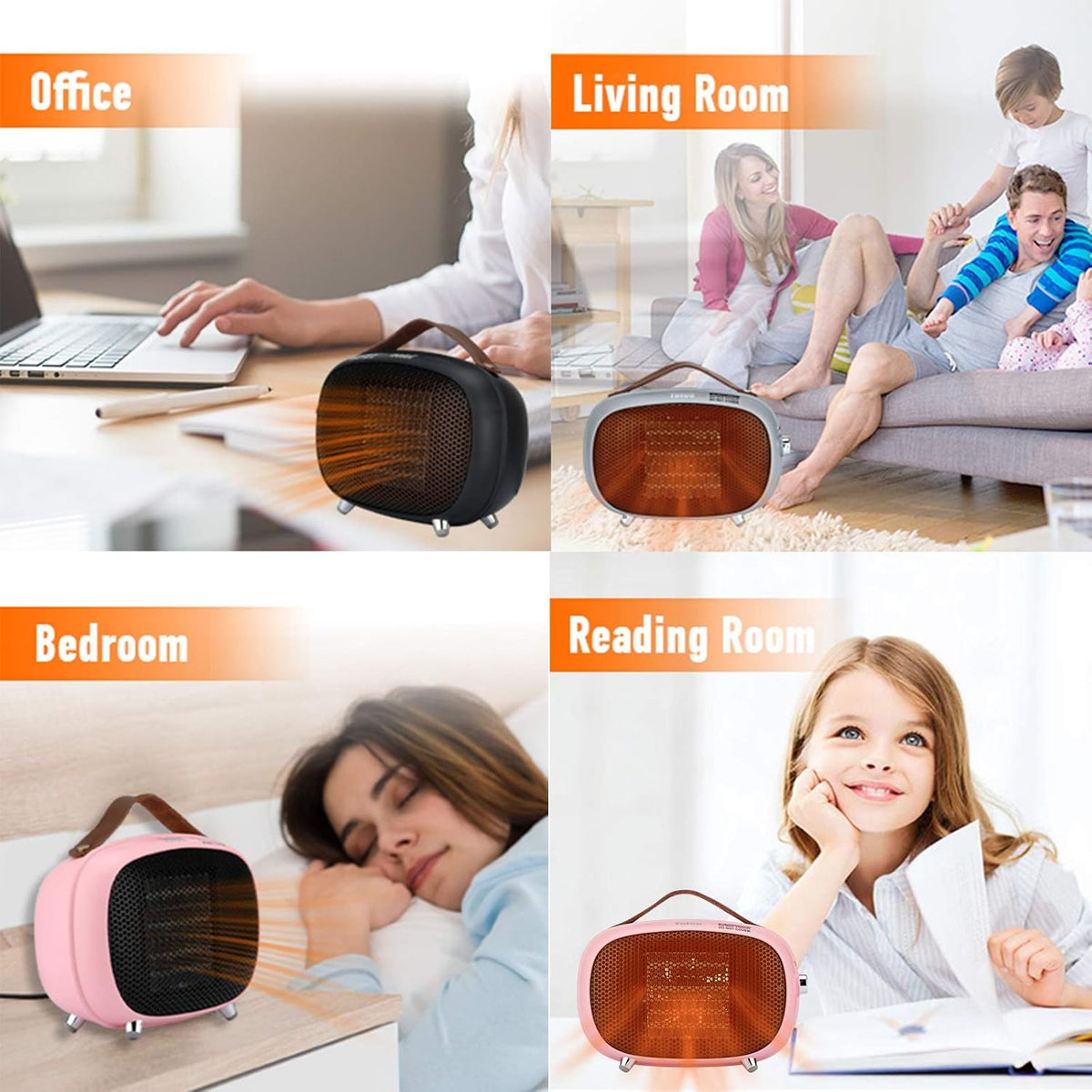 Mini Electric Ceramic Space Heater 800W/400W, Small, PTC with Tip-Over and Overheat Protection, 3 Operating Modes for Office, Bedroom and Under Desk (PINK)